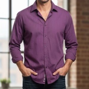Calvin Klein Men's Casual Purple Button Down Shirt